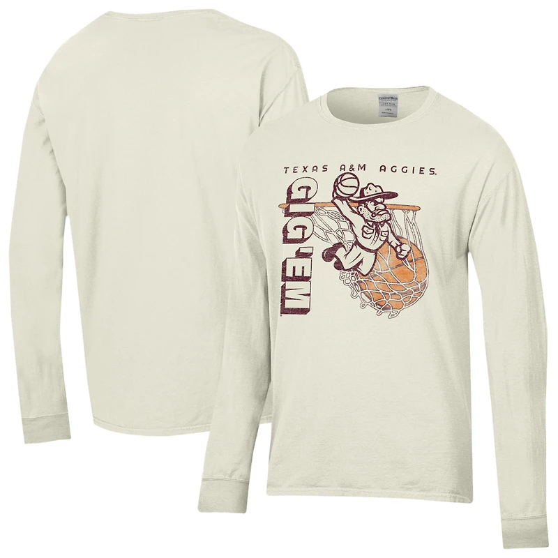 T-shirt à manches longues ComfortWash Cream pour homme, Texas A&M Aggies Ol' Sarge Basketball