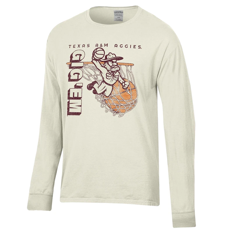 T-shirt à manches longues ComfortWash Cream pour homme, Texas A&M Aggies Ol' Sarge Basketball