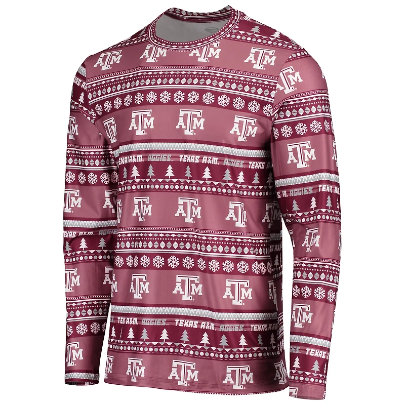Men's Concepts Sport Maroon Texas A&M Aggies Ugly Sweater Long Sleeve Top and Pants Sleep Set