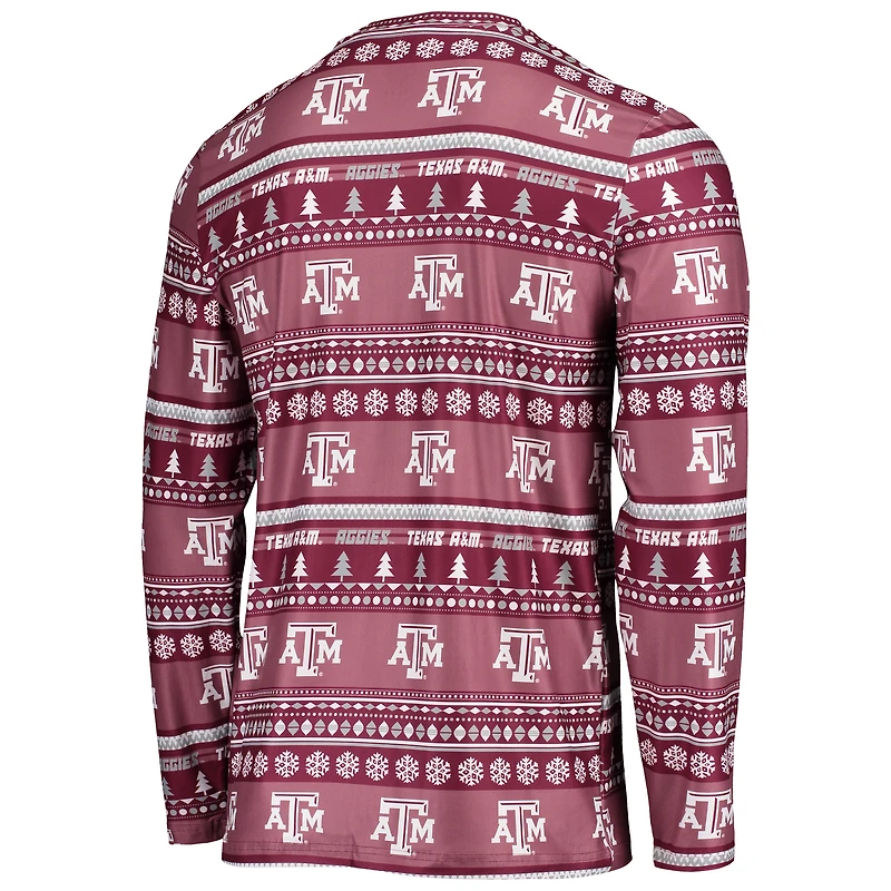 Men's Concepts Sport Maroon Texas A&M Aggies Ugly Sweater Long Sleeve Top and Pants Sleep Set