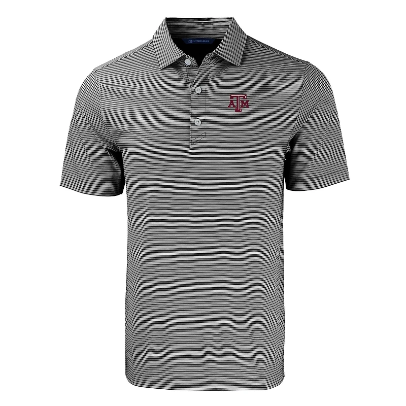 Men's Cutter & Buck Black/White Texas A&M Aggies Forge Eco Double Stripe Stretch Recycled Polo