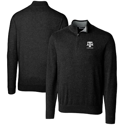 Pull-over noir à fermeture éclair quart de tour pour homme, coupeur et buck, logo des anciens élèves Texas A&M Aggies, Lakemont Tri-Blend