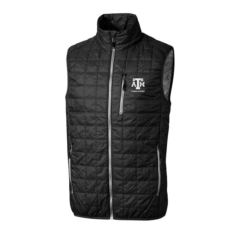 Gilet matelassé isolant entièrement zippé Rainier PrimaLoft Eco pour homme, noir, avec logo des anciens élèves Texas A&M Aggies, Cutter & Buck
