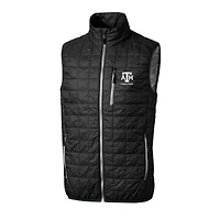 Gilet matelassé isolant entièrement zippé Rainier PrimaLoft Eco pour homme, noir, avec logo des anciens élèves Texas A&M Aggies, Cutter & Buck