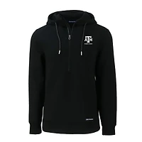 Sweat à capuche demi-zippé recyclé pour homme, noir, avec logo Roam des Texas A&M Aggies Alumni, Cutter & Buck
