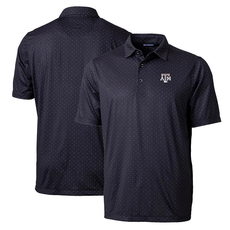 Men's Cutter & Buck Black Texas A&M Aggies Big Tall Pike Double Dot Print Stretch Polo