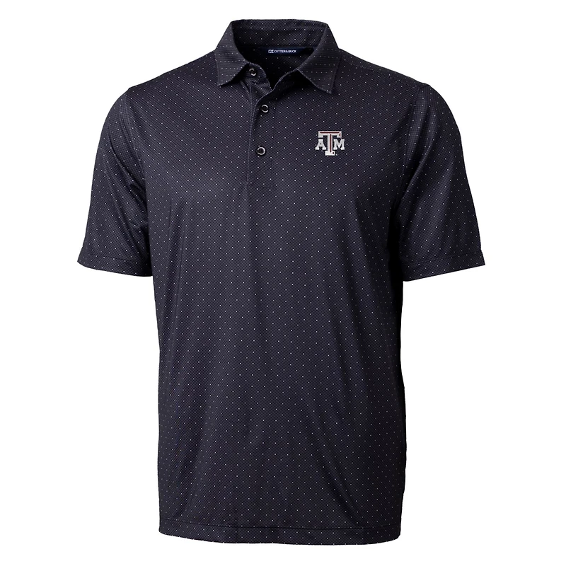Men's Cutter & Buck Black Texas A&M Aggies Big Tall Pike Double Dot Print Stretch Polo
