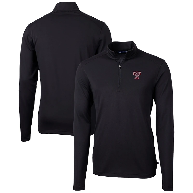 Men's Cutter & Buck  Black Texas A&M Aggies Vault DryTec Virtue Eco Pique Recycled Quarter-Zip Top