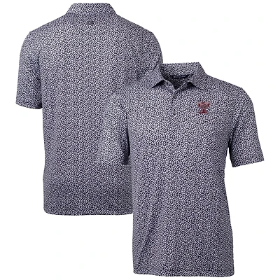 Men's Cutter & Buck  Black Texas A&M Aggies Vault Pike Magnolia Print Stretch Polo