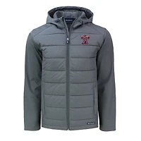 Veste à capuche PrimaLoft hybride Eco Softshell recyclée entièrement zippée pour homme, coupe-vent et buck gris Texas A&M Aggies, grandes tailles