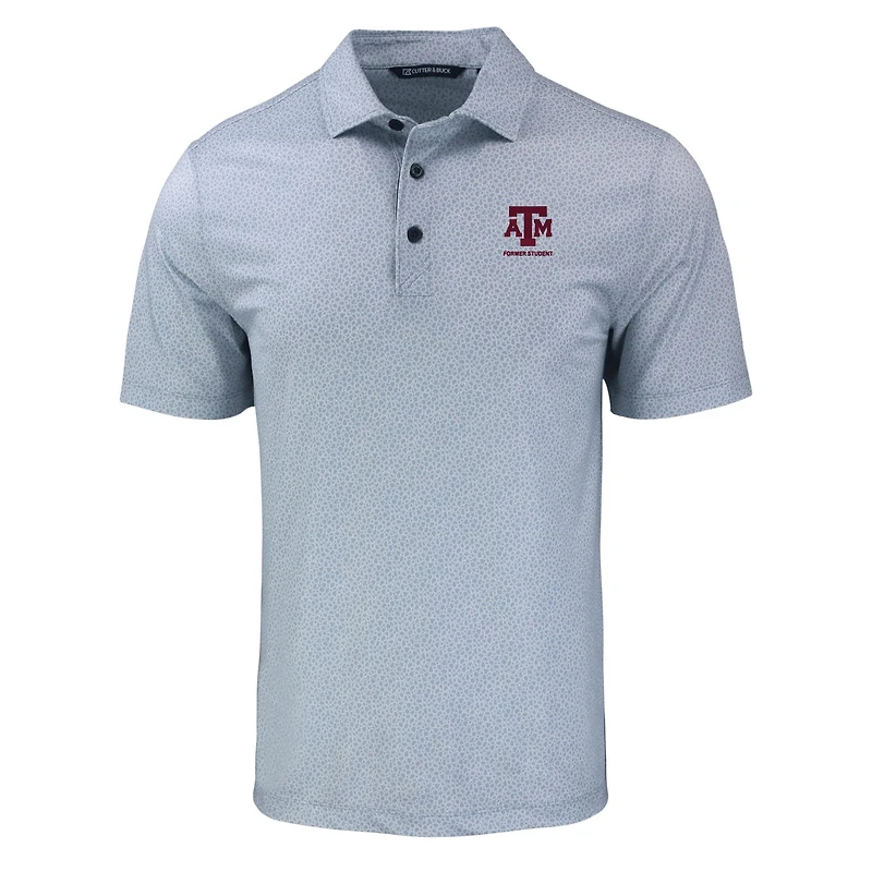 Men's Cutter & Buck Gray Texas A&M Aggies Pike Eco Pebble Print Stretch Recycled Polo