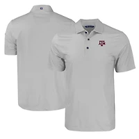 Polo Cutter & Buck pour homme, gris, Texas A&M Aggies, imprimé géométrique ton sur écologique Pike, en tissu recyclé extensible.