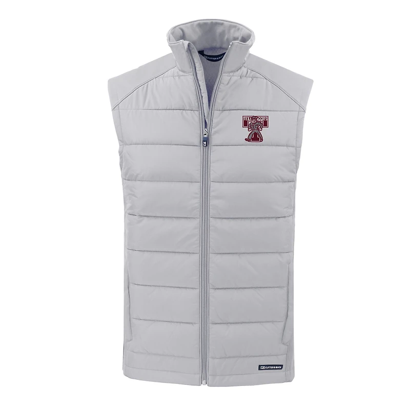 Men's Cutter & Buck  Gray Texas A&M Aggies Vault Evoke Hybrid Eco Softshell Recycled Full-Zip Vest