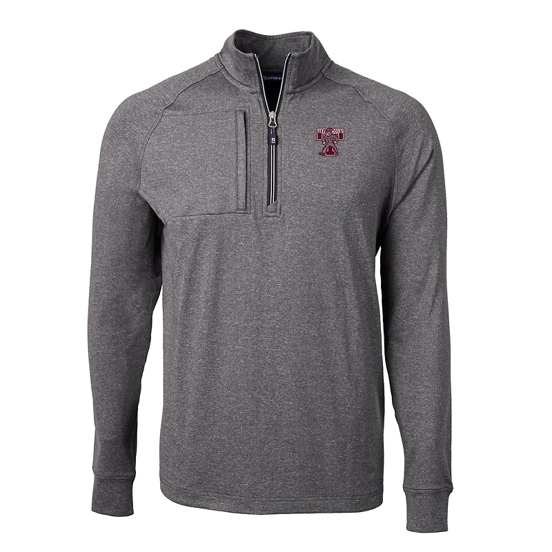 Haut zippé quart de zip Adapt Eco Knit pour homme, noir chiné, des Texas A&M Aggies, taille grande et