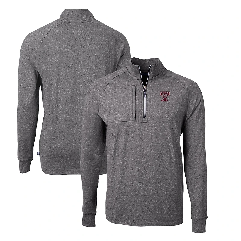 Haut zippé quart de zip Adapt Eco Knit pour homme, noir chiné, des Texas A&M Aggies, taille grande et