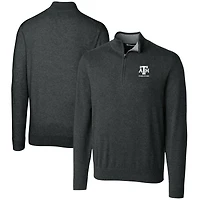 Men's Cutter & Buck  Heather Charcoal Texas A&M Aggies Alumni Logo Lakemont Tri-Blend Quarter-Zip Pullover Sweater