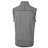 Men's Cutter & Buck Heather Gray Texas A&M Aggies Big Tall Mainsail Sweater-Knit Full-Zip Vest