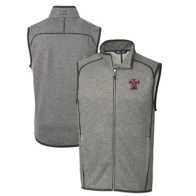 Men's Cutter & Buck Heather Gray Texas A&M Aggies Big Tall Mainsail Sweater-Knit Full-Zip Vest