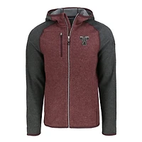 Men's Cutter & Buck  Heather Maroon/Heather Charcoal Texas A&M Aggies Vault Mainsail Full-Zip Raglan Hooded Jacket
