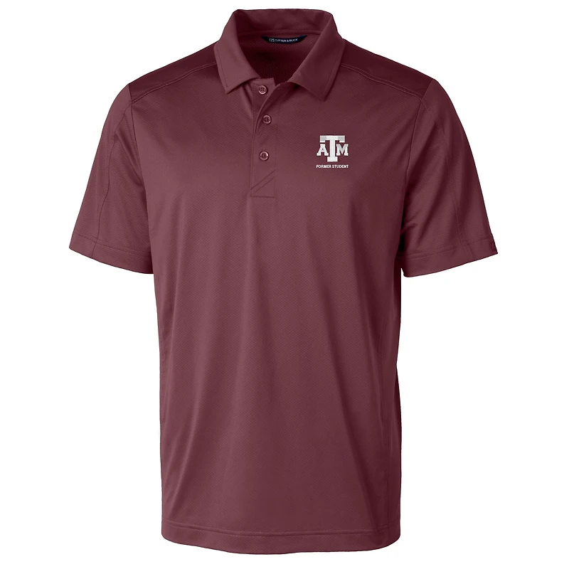 Polo texturé stretch Cutter & Buck bordeaux pour homme, Texas A&M Aggies, logo des anciens élèves, modèle Prospect.