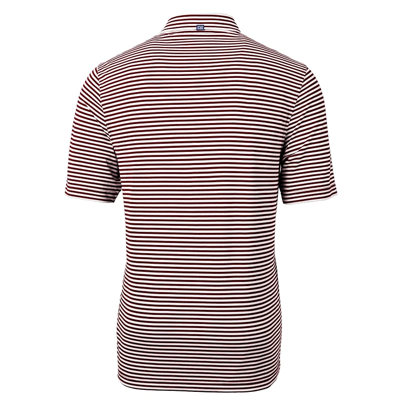 Men's Cutter & Buck Maroon Texas A&M Aggies Alumni Logo Virtue Eco Pique Stripe Recycled Polo