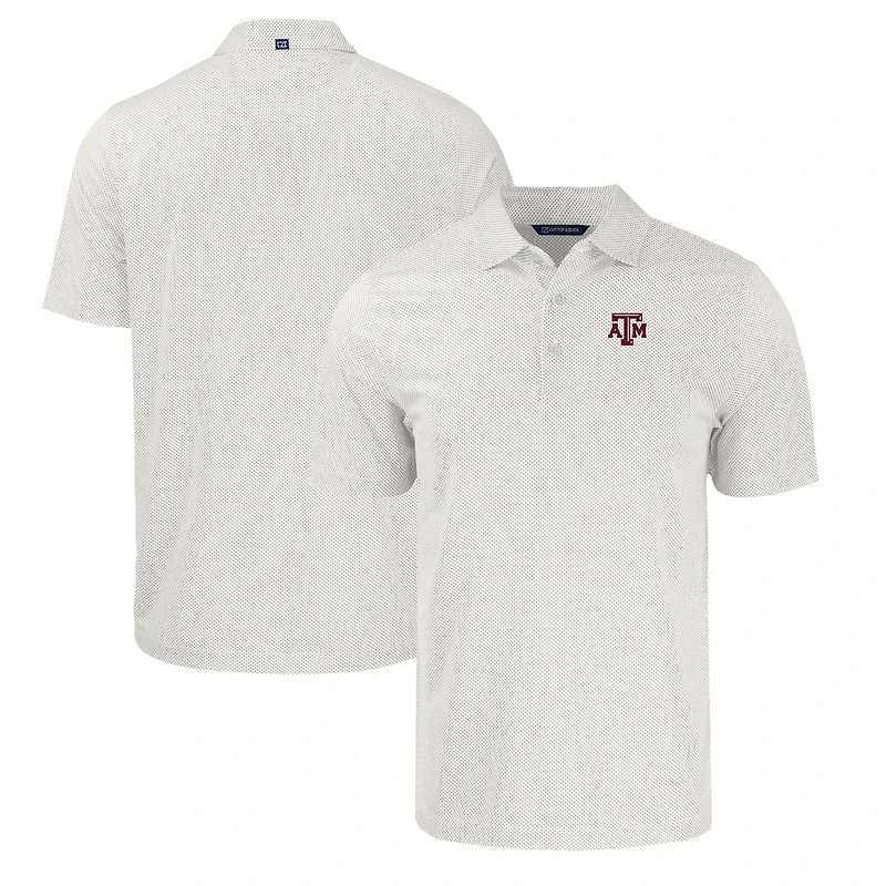 Men's Cutter & Buck White/Gray Texas A&M Aggies Pike Eco Symmetry Print Stretch Recycled Polo