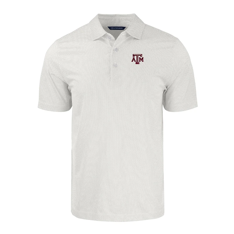 Men's Cutter & Buck White/Gray Texas A&M Aggies Pike Eco Symmetry Print Stretch Recycled Polo