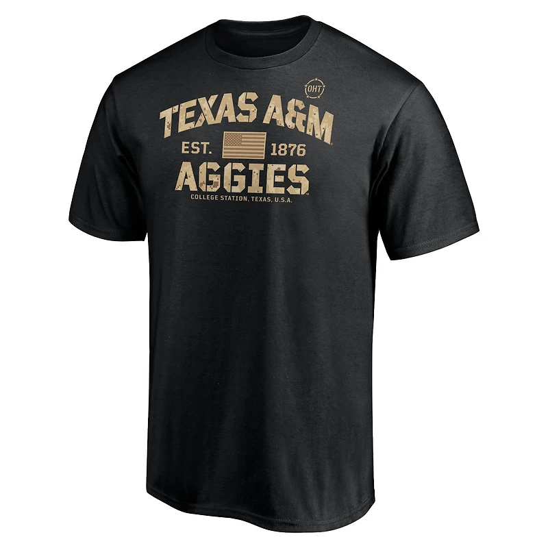 Fanatics pour hommes noir Texas A&M Aggies OHT T-shirt de camp d'entraînement d'appréciation militaire