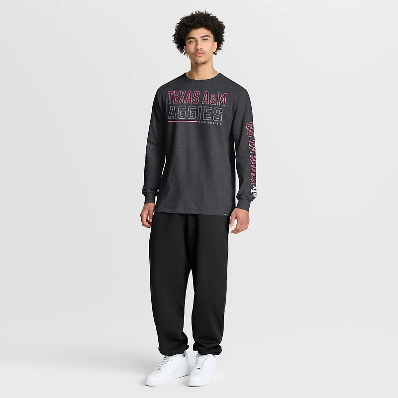 T-shirt à manches longues pour homme, couleur charbon, Texas A&M Aggies, Quad Fuel The Fire
