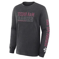 T-shirt à manches longues pour homme, couleur charbon, Texas A&M Aggies, Quad Fuel The Fire