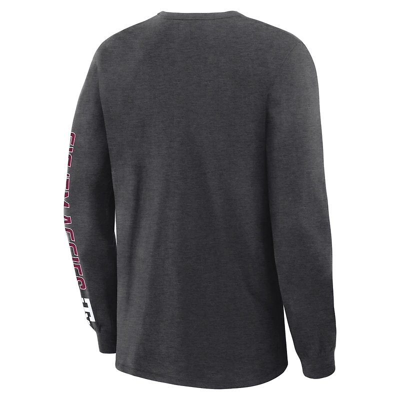 T-shirt à manches longues pour homme, couleur charbon, Texas A&M Aggies, Quad Fuel The Fire