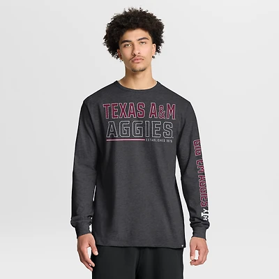 T-shirt à manches longues pour homme, couleur charbon, Texas A&M Aggies, Quad Fuel The Fire