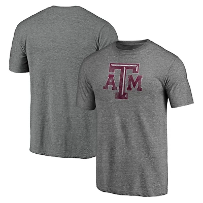 T-shirt tri-blend gris classique avec logo principal Texas A&M Aggies pour homme