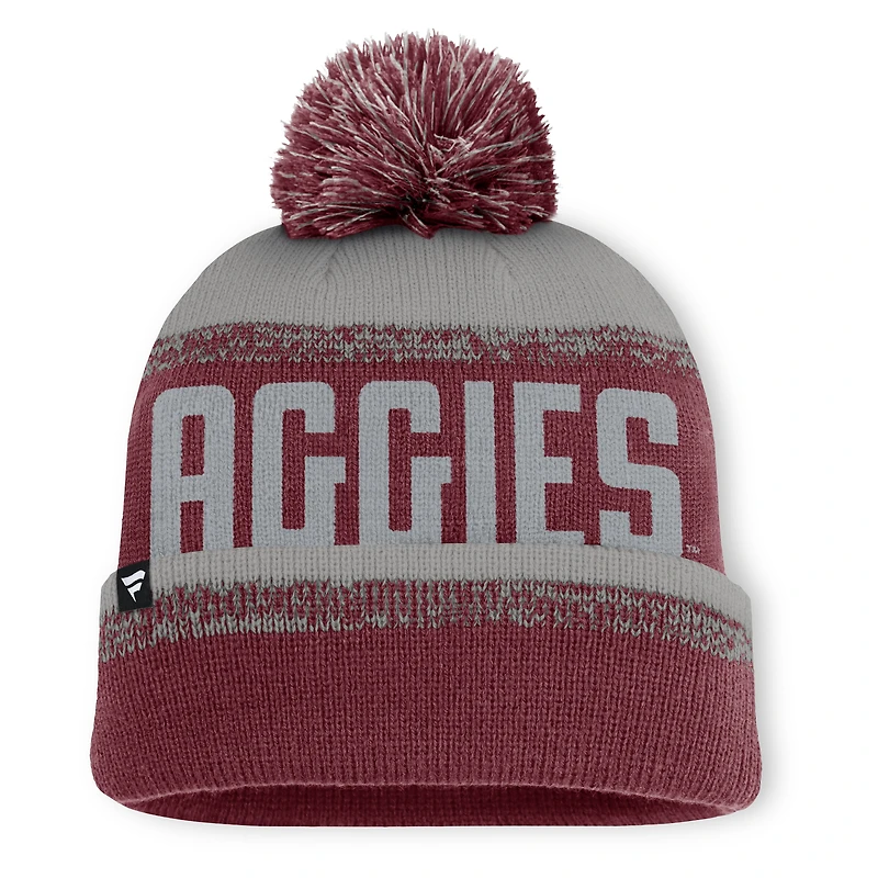 Men's Fanatics Maroon/Gray Texas A&M Aggies Thrive Cuffed Knit Hat with Pom