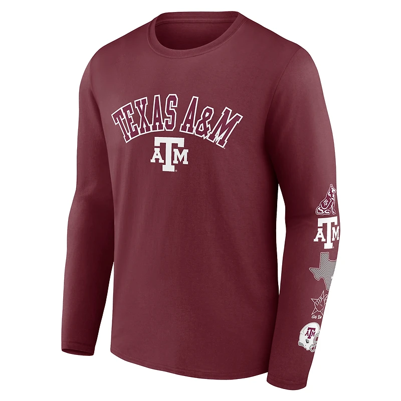 Men's Fanatics Maroon Texas A&M Aggies Badging Long Sleeve T-Shirt