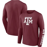 Men's Fanatics Maroon Texas A&M Aggies Double Time 2-Hit Long Sleeve T-Shirt