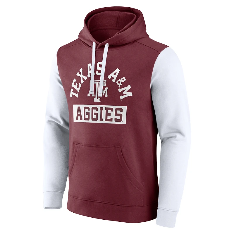 Men's Fanatics Maroon Texas A&M Aggies Extra Point Color-Block Pullover Hoodie
