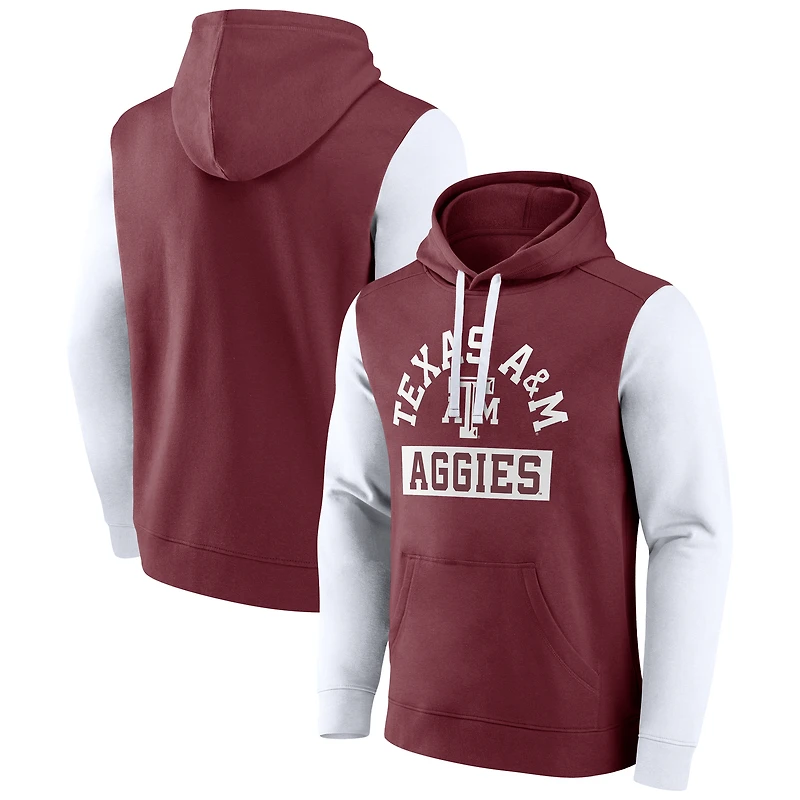 Men's Fanatics Maroon Texas A&M Aggies Extra Point Color-Block Pullover Hoodie