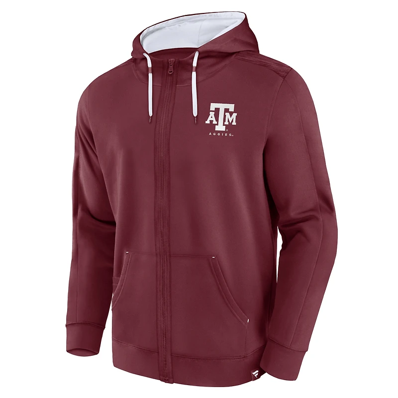 Sweat à capuche entièrement zippé Fanatics Maroon Texas A&M Aggies Power Index pour hommes