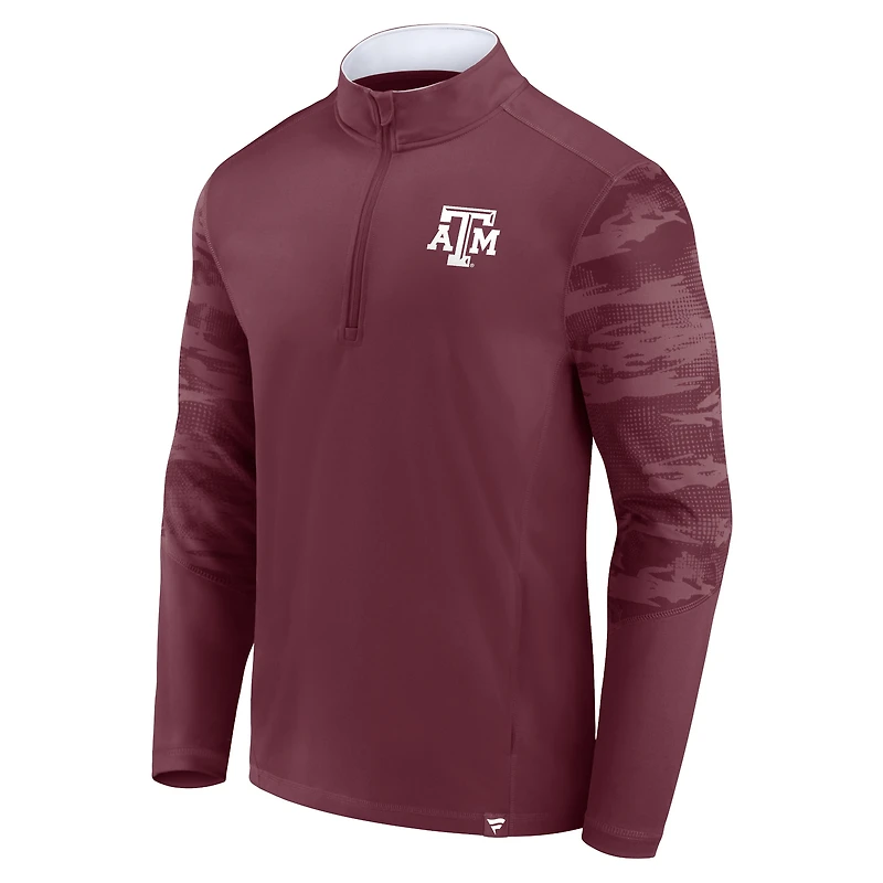 Haut à quart de zip Fanatics Maroon Texas A&M Aggies Ringer pour hommes