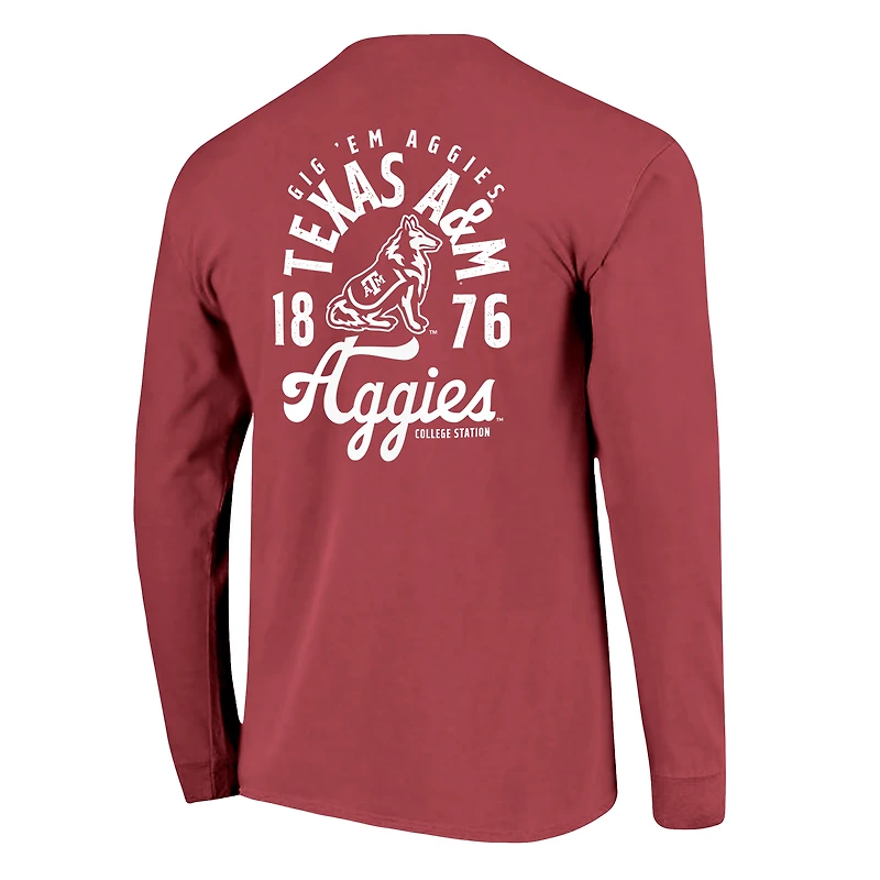 T-shirt à manches longues marron pour homme, motif mascotte des Texas A&M Aggies, couleurs confort