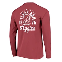 T-shirt à manches longues marron pour homme, motif mascotte des Texas A&M Aggies, couleurs confort