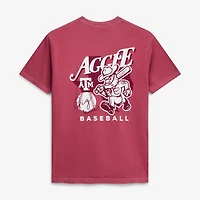 T-shirt de baseball bordeaux pour homme Texas A&M Aggies avec mascotte dessinée