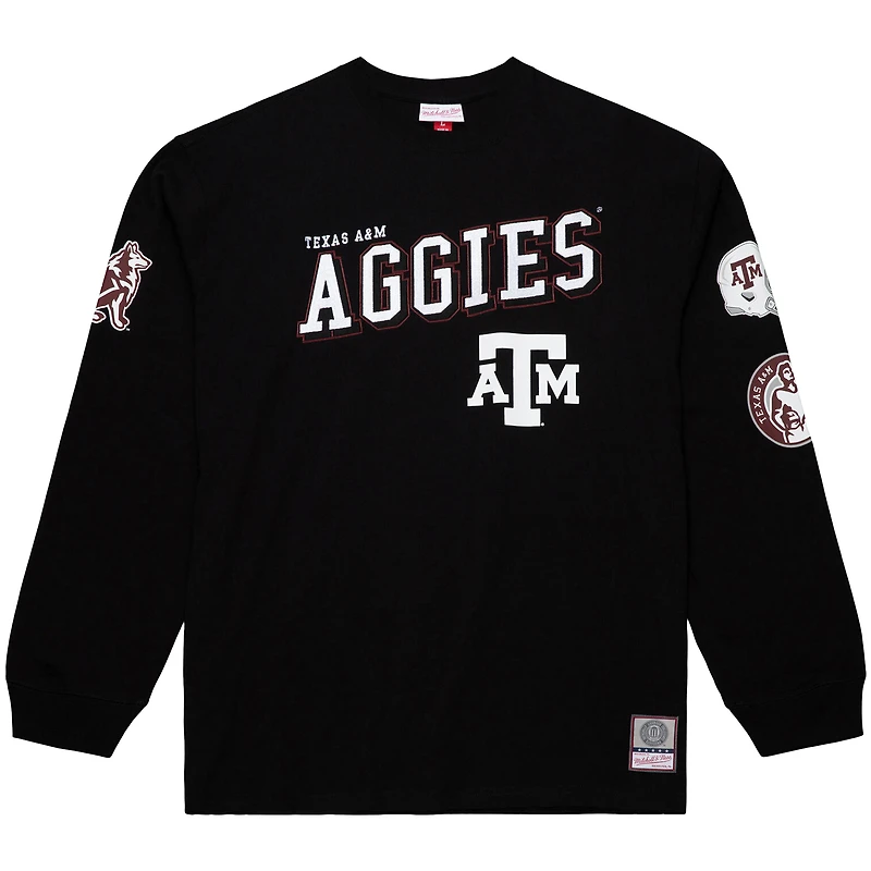 T-shirt à manches longues noir Mitchell & Ness pour homme, édition camp d'entraînement des Texas A&M Aggies