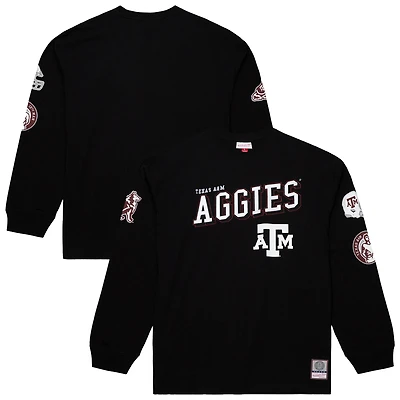 T-shirt à manches longues noir Mitchell & Ness pour homme, édition camp d'entraînement des Texas A&M Aggies