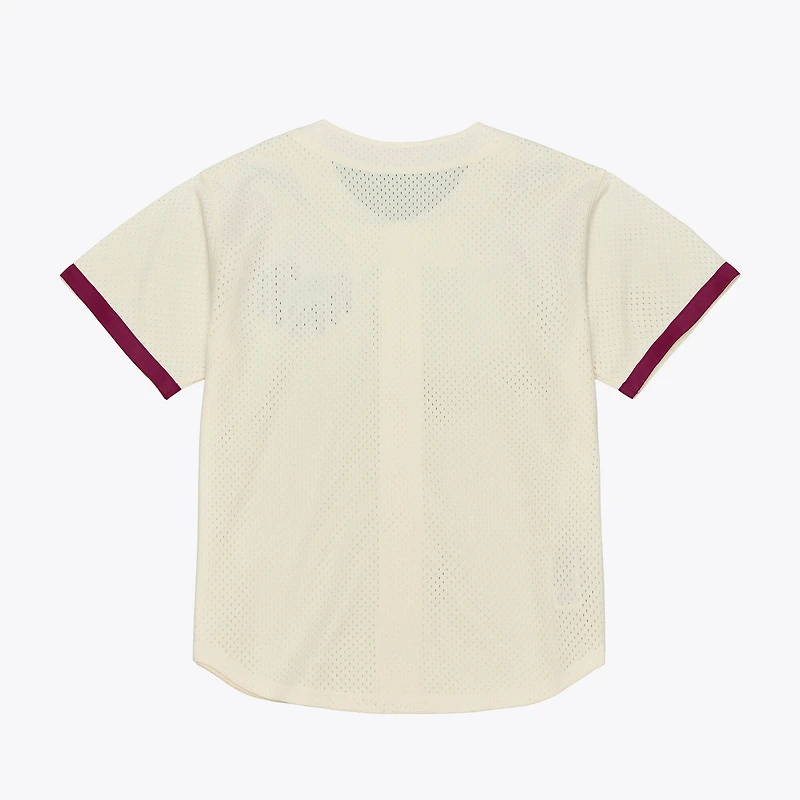 Men's Mitchell & Ness Cream Texas A&M Aggies Mesh Button-Up Batting Practice Baseball Jersey