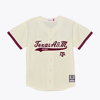 Maillot de baseball d'entraînement Mitchell & Ness crème Texas A&M Aggies pour homme, en maille et à boutons, idéal la frappe.