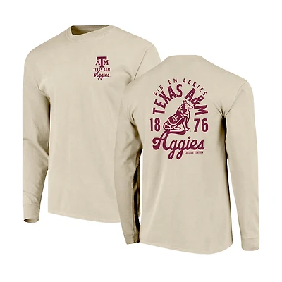 Men's Natural Texas A&M Aggies Comfort Colors Mascot Overlay Long Sleeve T-Shirt