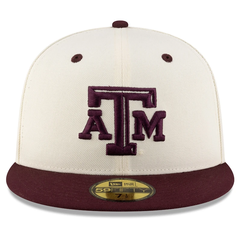 Casquette ajustée 59FIFTY On-Field des Texas A&M Aggies de New Era pour homme, crème/marron