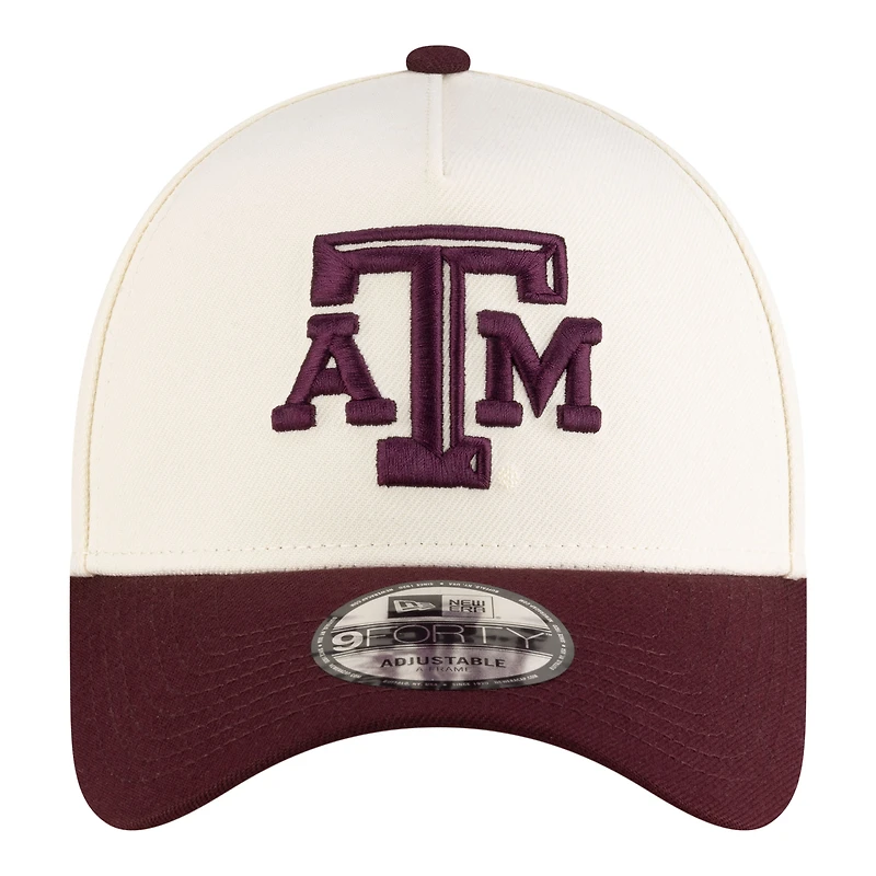 Men's New Era  Cream Texas A&M Aggies 9FORTY A-Frame Adjustable Hat